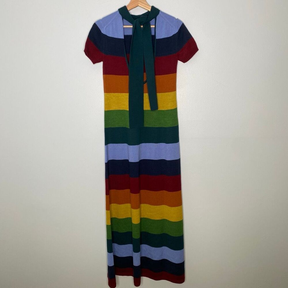 STAUD Fox Striped Merino Wool-Blend Maxi Dress XS - Picture 5 of 9